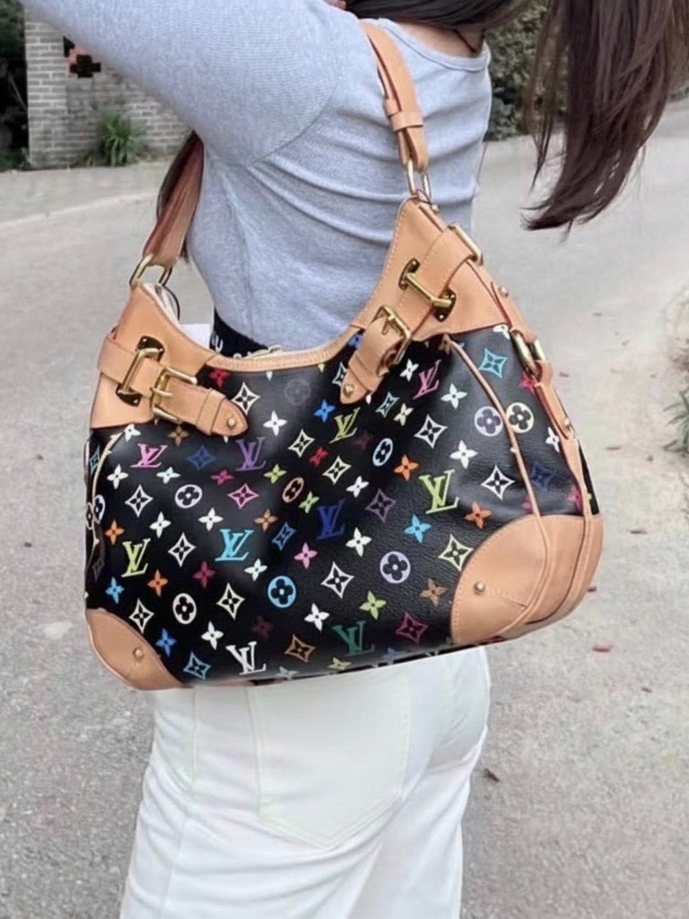 Auth Louis Vuitton Monogram Multicolor Greta Shoulder Bag Excellent Condition
